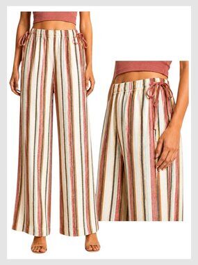 Primark Rita Ora Wide Leg Pants Striped Pull-On XS